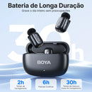 Mini Microfone de lapela sem fio BOYA com cancelamento de ruído para iPhone iPhone15-16 iPad Android Tipo C Smartphone, Câmera, YouTube Jogo Áudio ao vivo Gravação de vídeo Entrevista Vlog Transmissão sem fio 100m