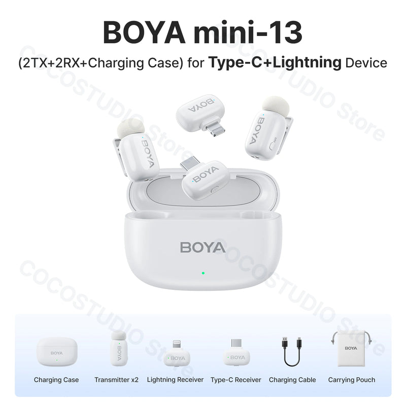 Microfone Boya iPhone 15/16 iPad Android - Sem Fio Profissional