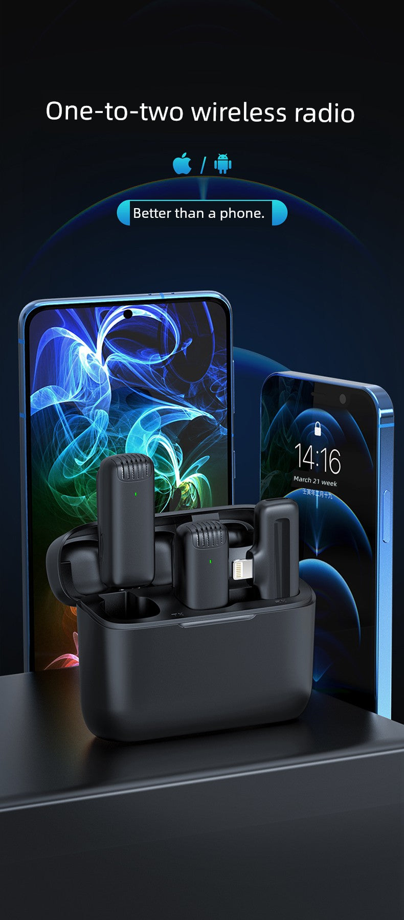 Ulanzi One-to-Two Radio Wireless Microphone Mobile Phone Recording Vlog Excellent Basket J12 Little Bee Collar Microphone