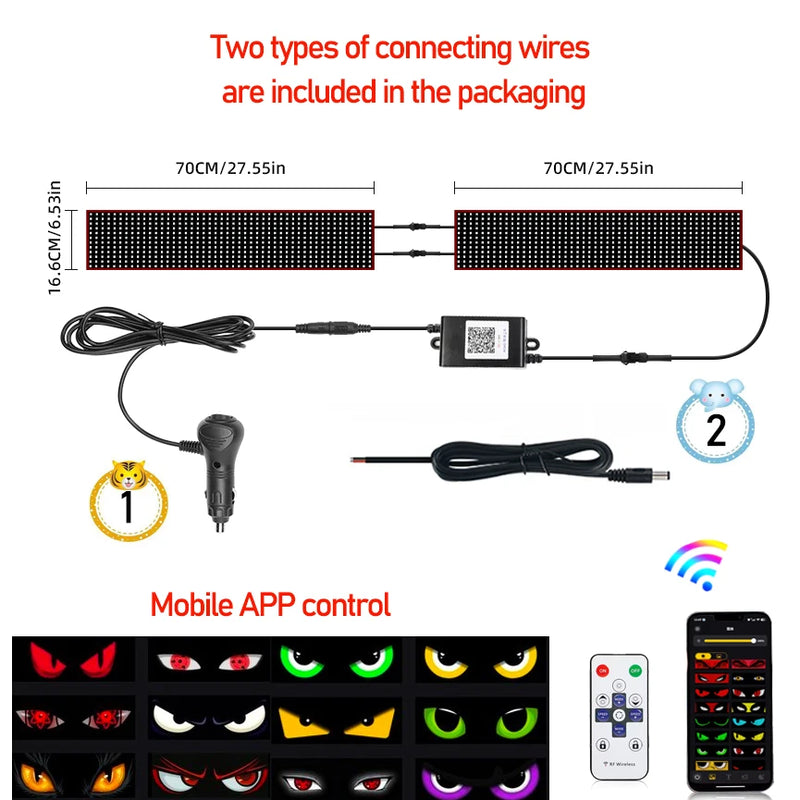 Caminhão olhos matriz pixel painel tela de exibição flexível carro graffiti rolagem texto animação loja lembrete luz grande caminhão luz