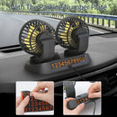 Mini Ventilador portátil de cabeça dupla para carro ou mesa 12V 24V, rotação de 360 graus, ventilador de refrigeração de ar automático, 2 velocidades ajustáveis para painel, caminhão...