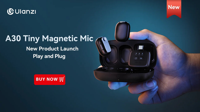 Ulanzi J12 Microfone de lapela sem fio Gravação de áudio e vídeo Mini microfone Plug Play para smartphone Android iPhone Transmissão ao vivo