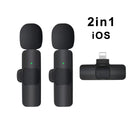 Microfone de lapela sem fio mini portátil microfone de gravação de áudio e vídeo para iphone android transmissão ao vivo jogos