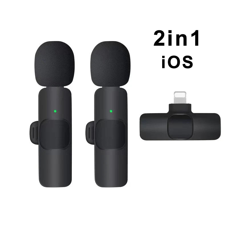 Microfone de lapela sem fio mini portátil microfone de gravação de áudio e vídeo para iphone android transmissão ao vivo jogos