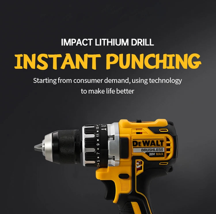 Furadeira de impacto sem fio Dewalt DCD796 sem escova Furadeira sem fio Multifuncional Portátil Recarregável Bateria 20 V Ferramentas elétricas