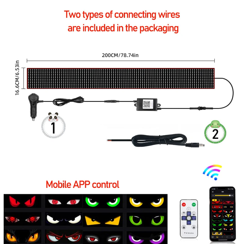 Caminhão olhos matriz pixel painel tela de exibição flexível carro graffiti rolagem texto animação loja lembrete luz grande caminhão luz