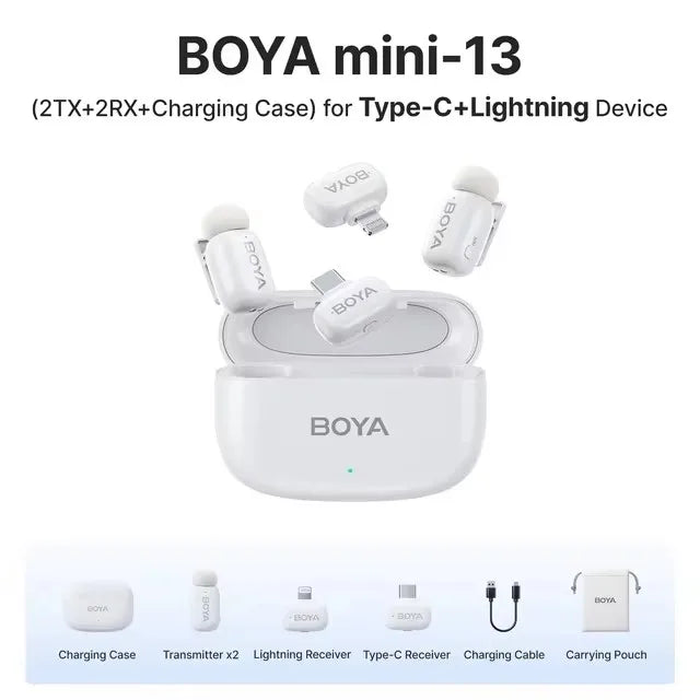 Microfone Lapela Boya Sem Fio - iPhone iPad Android Tipo-C