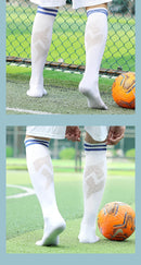 Thickened Anti-Slip Professional Soccer Football Socks for Men Long Sleeve Kids Over Knee Student Striped Sports