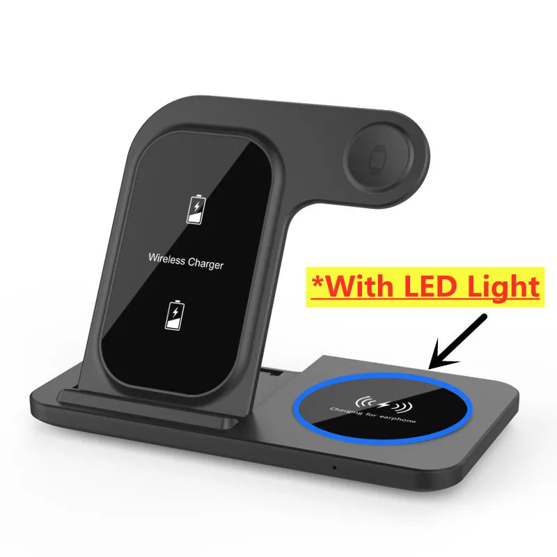 Carregador 3 em 1 Wireless portátil, dobrável para celulares, fone de iouvido e smartwatch - muito útil