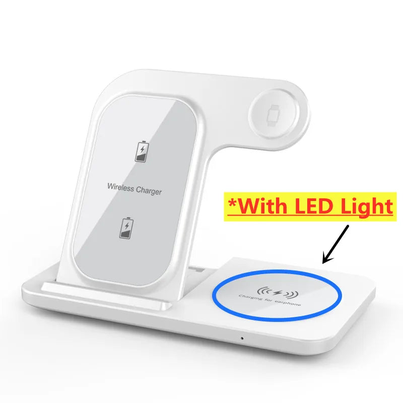 Carregador 3 em 1 Wireless portátil, dobrável para celulares, fone de iouvido e smartwatch - muito útil