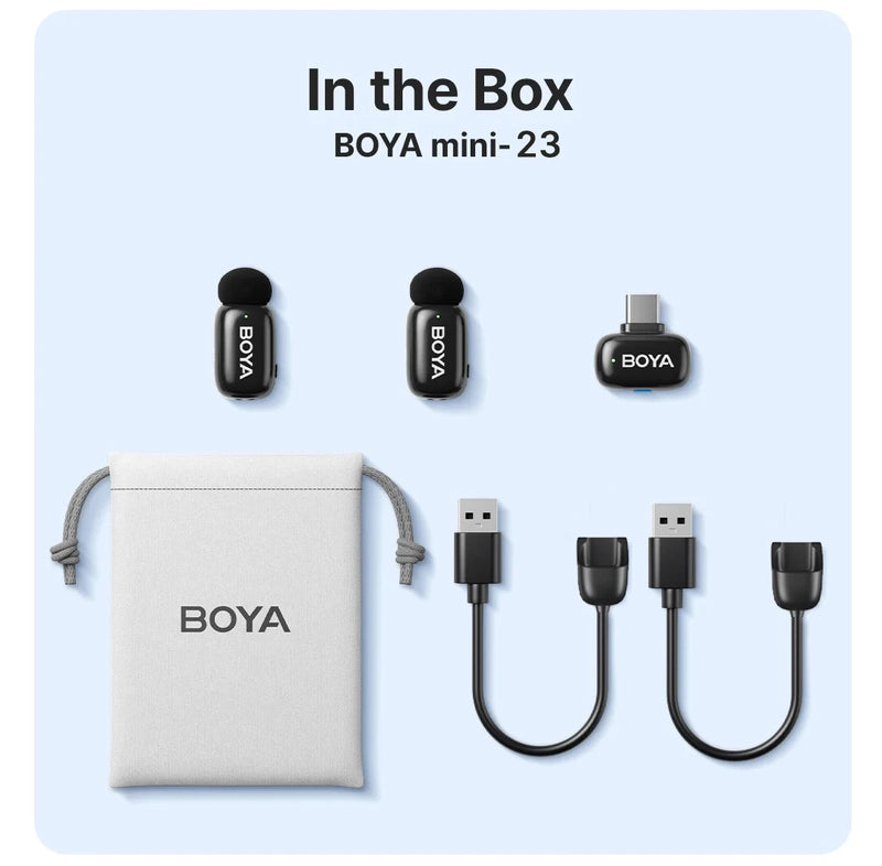 Microfone Boya iPhone 15/16 iPad Android - Sem Fio Profissional