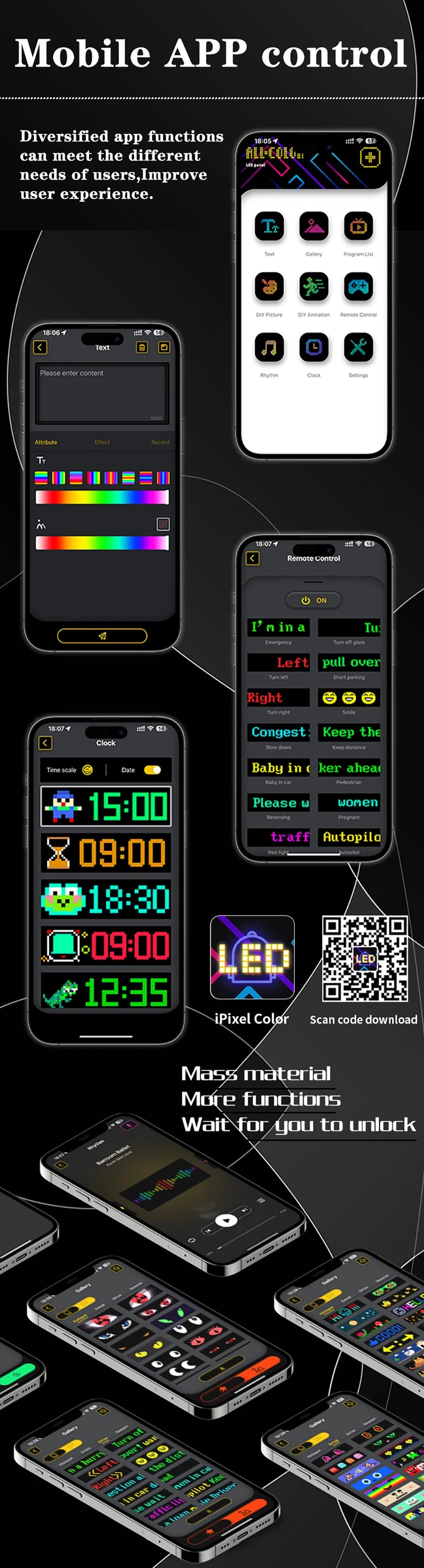 LED DIY Matrix Pixel Panel Led Display 1/2PCS Truck Eye Car Sign Animation Bluetooth App Control Programmable Flexible Screen