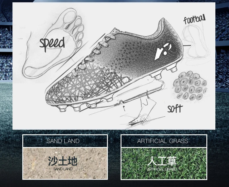 Teenager Sports Training Professional Soccer Shoes Kid Broken Nail Comfortable Sports Shoes Adult Long Nail Sports Soccer shoes