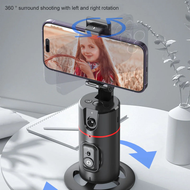 Estabilizador de telefone Rastreamento facial inteligente 360° Clipe de telefone destacável com luz de preenchimento Suporte de telefone de mesa Tripé de bastão de selfie sem fiod