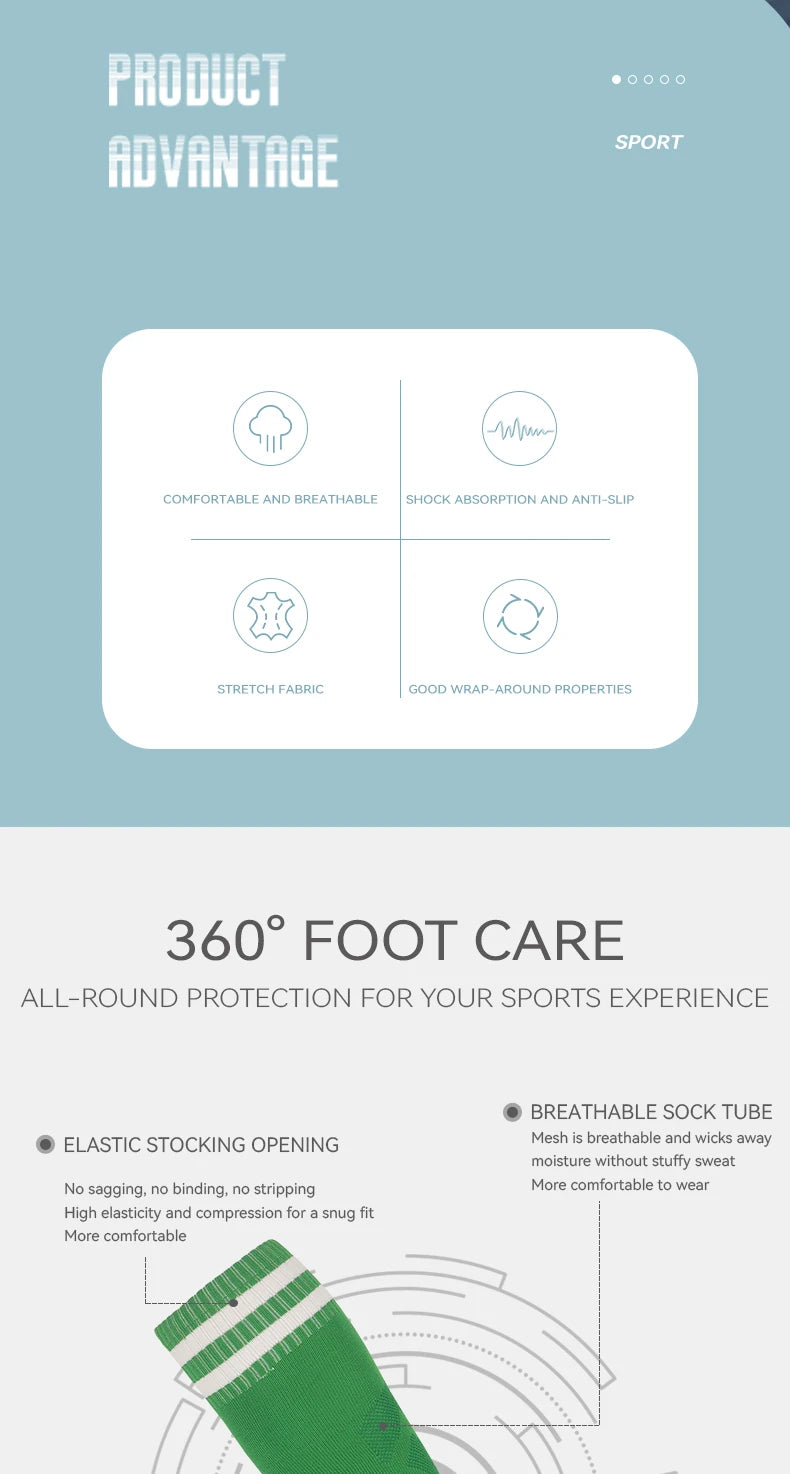 Thickened Anti-Slip Professional Soccer Football Socks for Men Long Sleeve Kids Over Knee Student Striped Sports