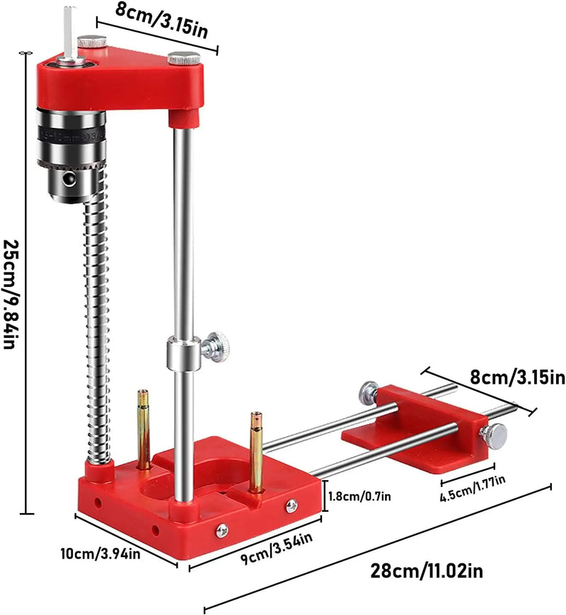 Suporte para furadeira 1PC Liga de alumínio Localizador de broca para marcenaria com escala Guia de broca precisa Suporte de localizador de cavilha Fixação Perfurador DIY
