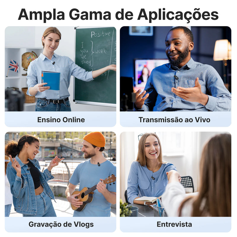 Mini Microfone de lapela sem fio BOYA com cancelamento de ruído para iPhone iPhone15-16 iPad Android Tipo C Smartphone, Câmera, YouTube Jogo Áudio ao vivo Gravação de vídeo Entrevista Vlog Transmissão sem fio 100m