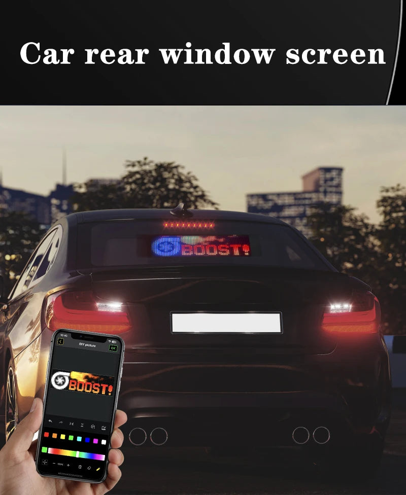 ZSQHET Car Sign Bluetooth APP LED Matrix Pixel Panel Night Light DIY Programmable Flexible LED Display For Car Store Hotel Bar