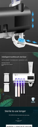 Suporte Escova de dentes esterilizador UV + dispenser para pasta