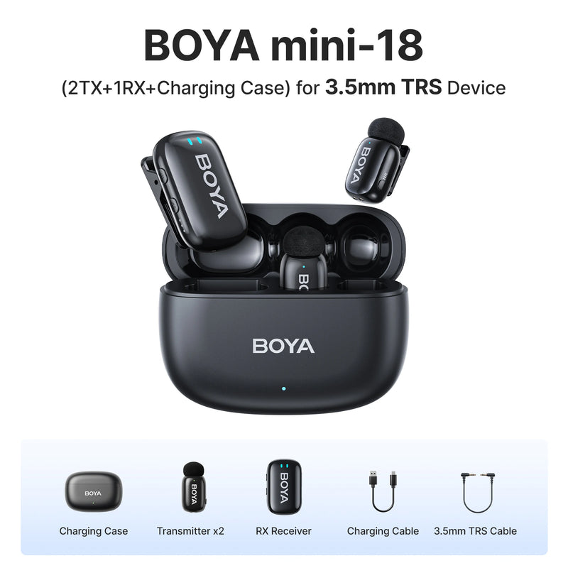 Microfone Boya iPhone 15/16 iPad Android - Sem Fio Profissional