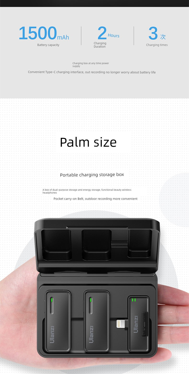 Ulanzi One-to-Two Radio Wireless Microphone Mobile Phone Recording Vlog Excellent Basket J12 Little Bee Collar Microphone