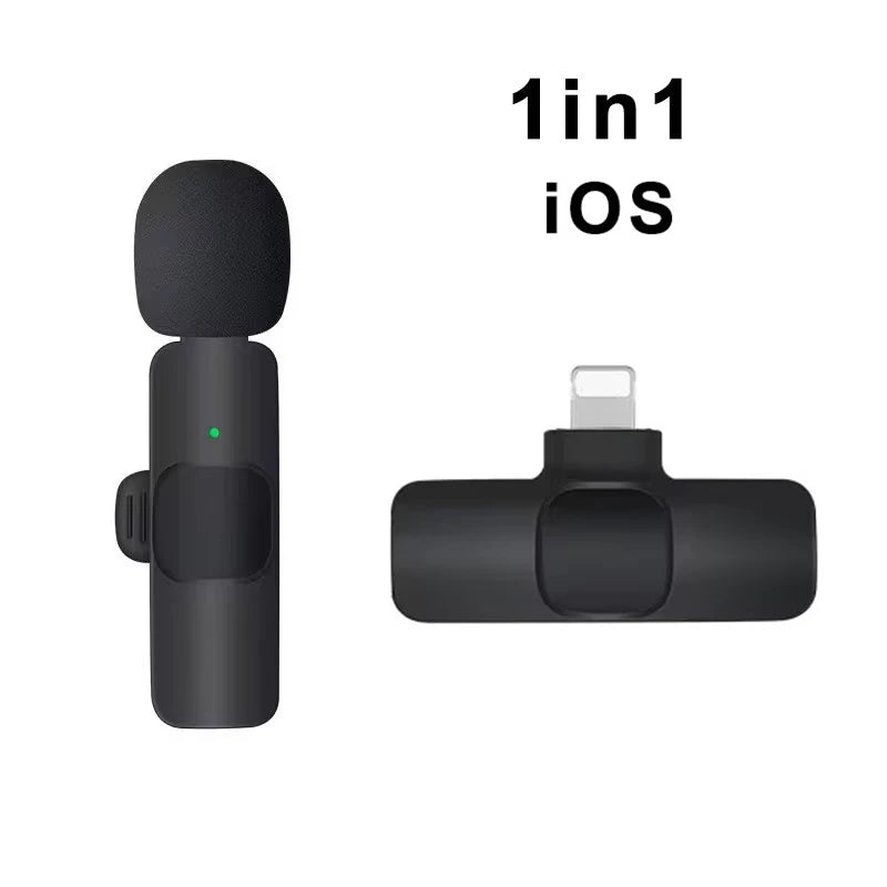 Microfone de lapela sem fio mini portátil microfone de gravação de áudio e vídeo para iphone android transmissão ao vivo jogos