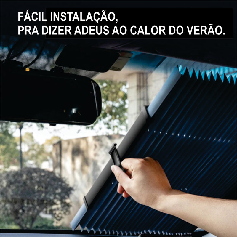 Cortina para-sol protetor de painel fixo no para-brisa do carro, conjunto retrátil sanfonado, película reflexiva UV,  automotivo