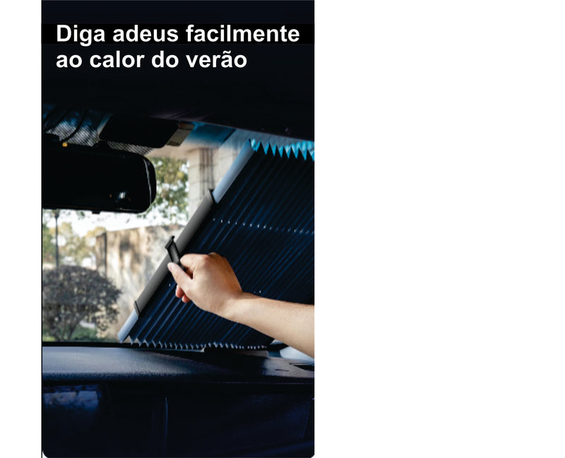 Cortina para-sol protetor de painel fixo no para-brisa do carro, conjunto retrátil sanfonado, película reflexiva UV,  automotivo