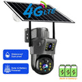 Nova Câmera 4K 8MP Wireless Solar Camera 4G Sim Dual Lens Wifi IP PIR HD Visão Noturna com qualidade - Camera V380Pro PTZ Security CCTV Monitor.
