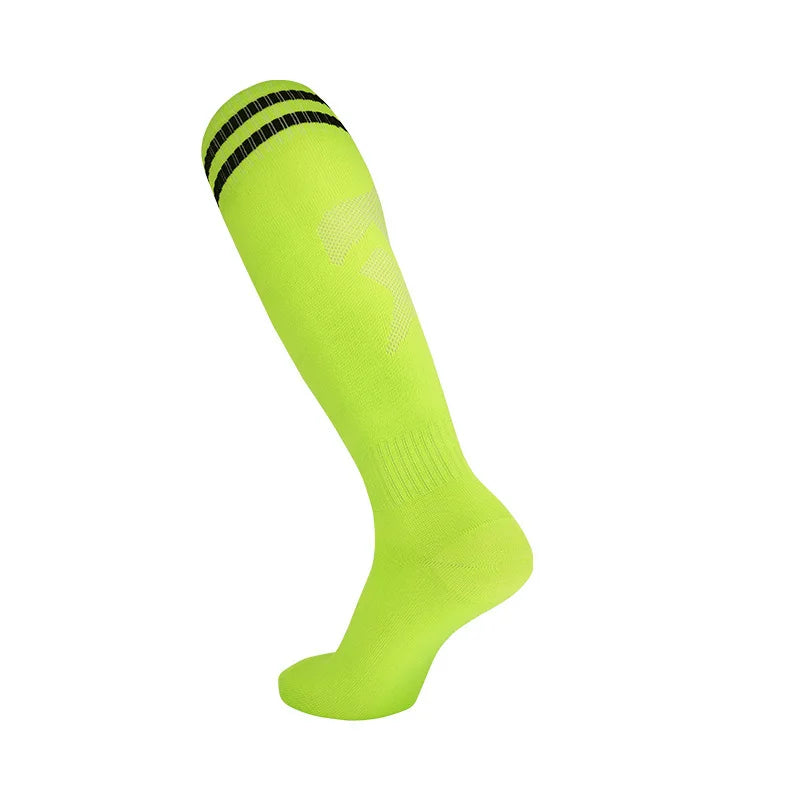 Thickened Anti-Slip Professional Soccer Football Socks for Men Long Sleeve Kids Over Knee Student Striped Sports