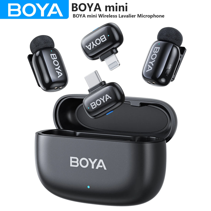 Microfone Boya iPhone 15/16 iPad Android - Sem Fio Profissional