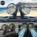 Mini Ventilador portátil de cabeça dupla para carro ou mesa 12V 24V, rotação de 360 graus, ventilador de refrigeração de ar automático, 2 velocidades ajustáveis para painel, caminhão...
