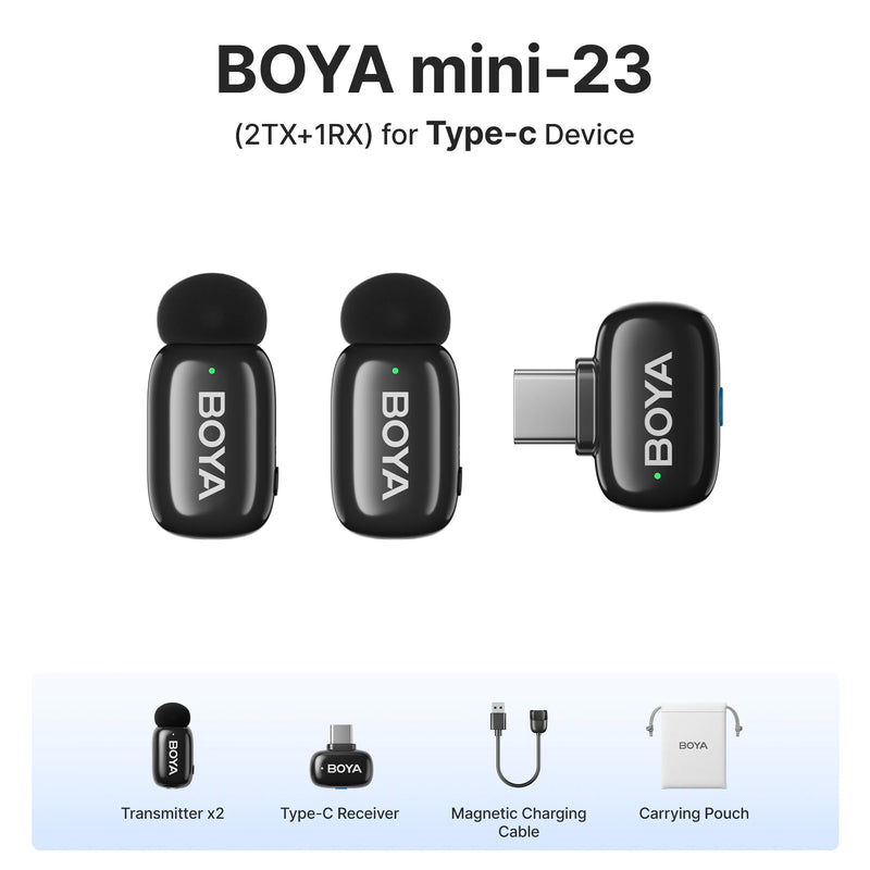 Microfone Boya iPhone 15/16 iPad Android - Sem Fio Profissional