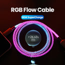 Cabo RGB Para Celular Fast Charging  Cable 100W Breathing Light 66W Type C USB C Data Cable for iPhone Samsung Huawei 30W Quick Charge for Xiaomi